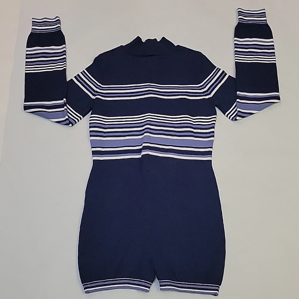 NWOT Free People Movement Blue It's Cold Outside Playsuit Navy Striped Sz XS - Picture 17 of 17